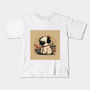 Pug in Tradition: Japanese Attire in Anime Style Kids T-Shirt